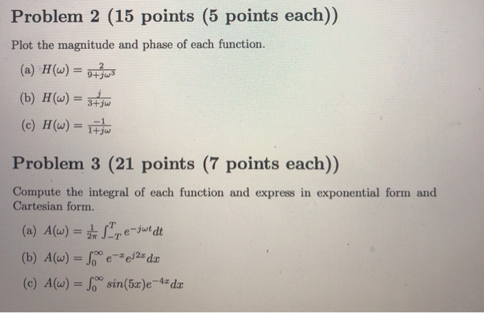 Solved Problem 2 (15 points (5 points each)) Plot the | Chegg.com