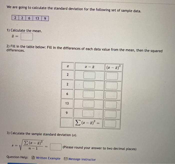 Solved Find the range and standard deviation. The table | Chegg.com