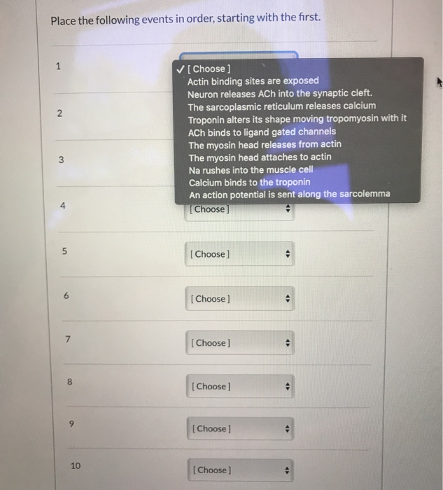 Solved Place the following events in order, starting with | Chegg.com