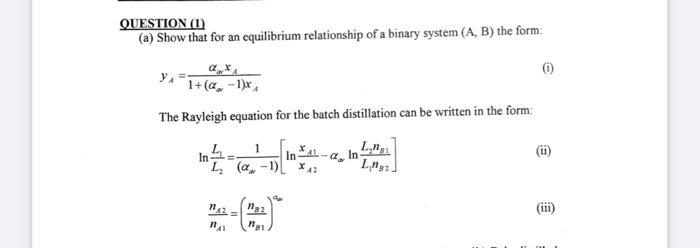Solved QUESTION (1) (a) Show that for an equilibrium | Chegg.com
