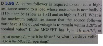 Source Follows Load Solved A source follower is required to connect a | Chegg.com