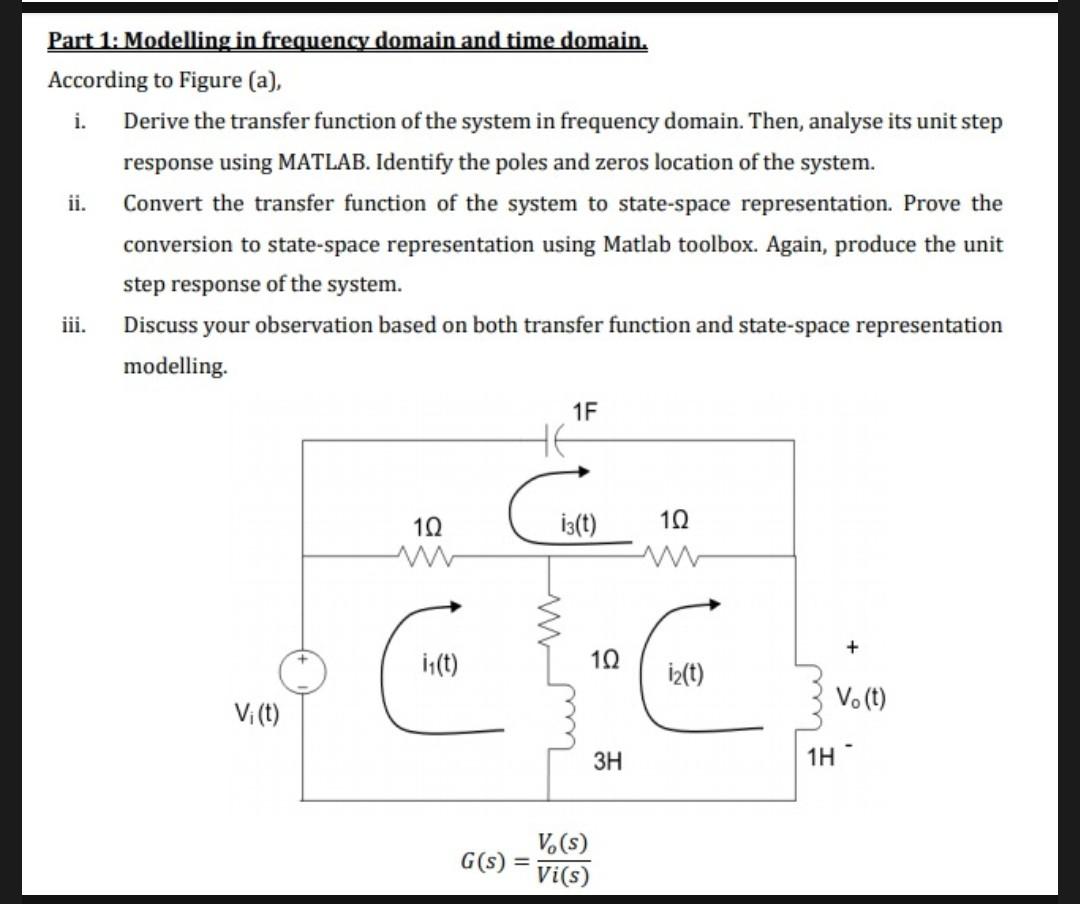 Solved Part 1: Modelling in frequency domain and time | Chegg.com
