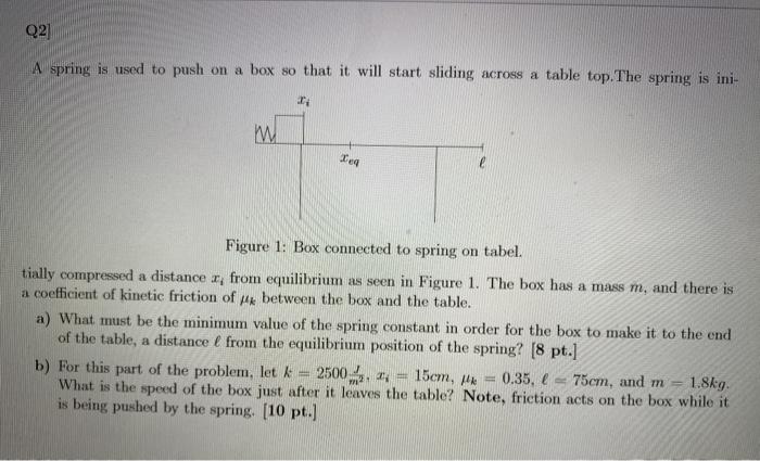 Solved Q2] A spring is used to push on a box so that it will | Chegg.com