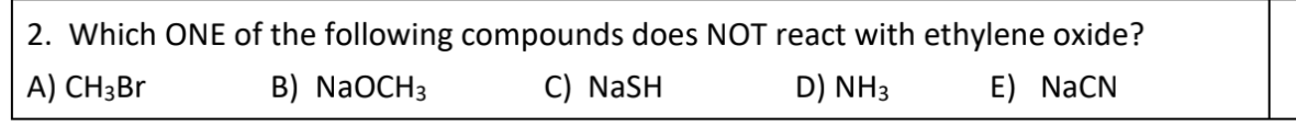 Solved Which ONE of ﻿the following compounds does NOT react | Chegg.com