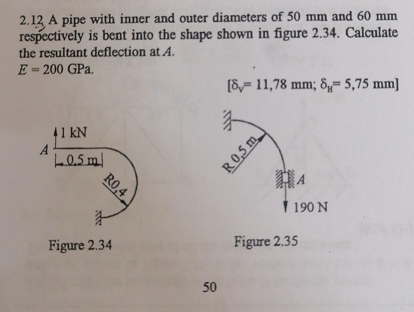 Solved 2.12, A pipe with inner and outer diameters of 50 mm | Chegg.com