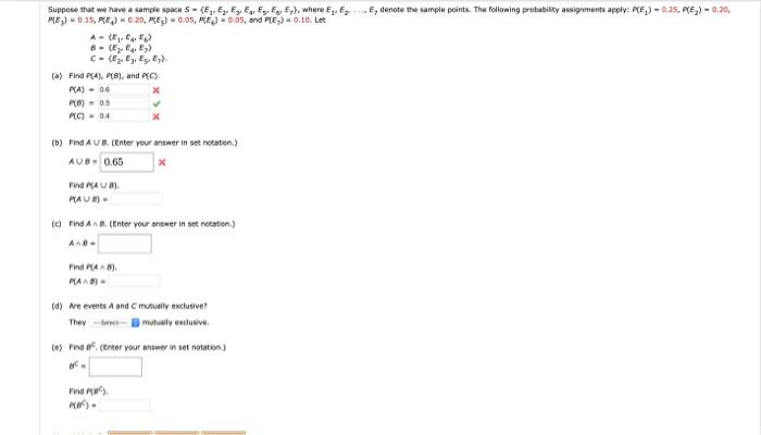 Solved Suppose that we have a sample space S- (E, E EE, EE, | Chegg.com
