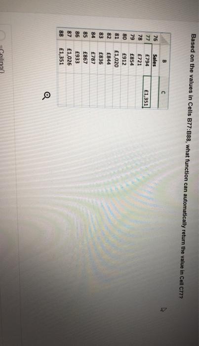 Return Value In Excel C77