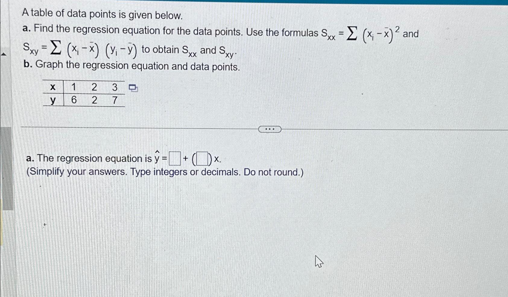 Solved A table of data points is given below.a. ﻿Find the | Chegg.com