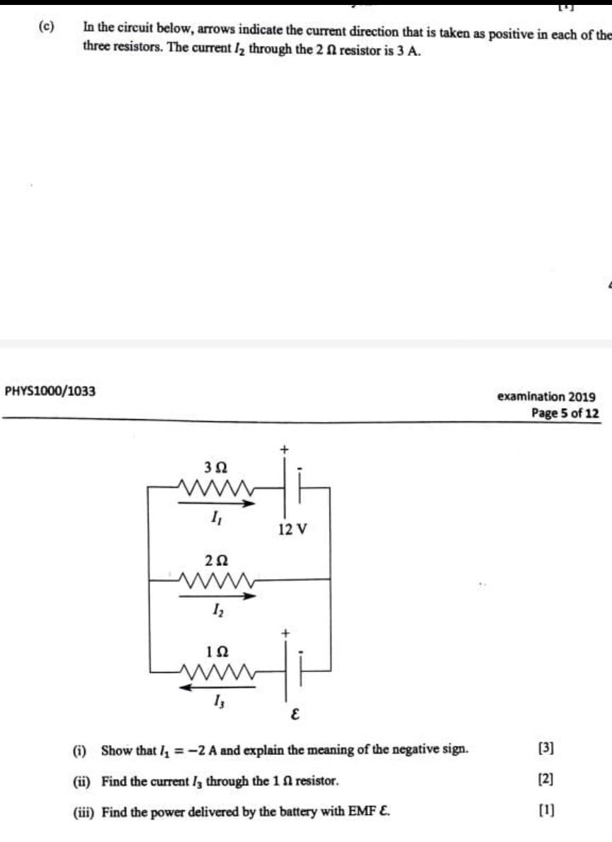 Solved (c) In the circuit below, arrows indicate the current | Chegg.com