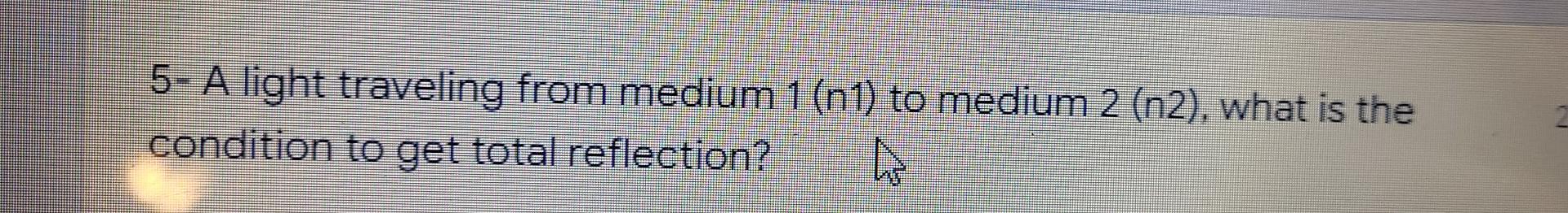 Solved 5- A light traveling from medium 1 (nl) to medium 2 | Chegg.com
