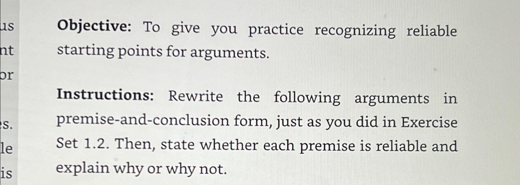 Solved Objective: To give you practice recognizing reliable | Chegg.com