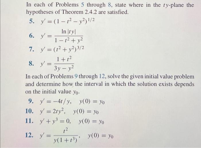 Solved = In each of Problems 5 through 8, state where in the | Chegg.com