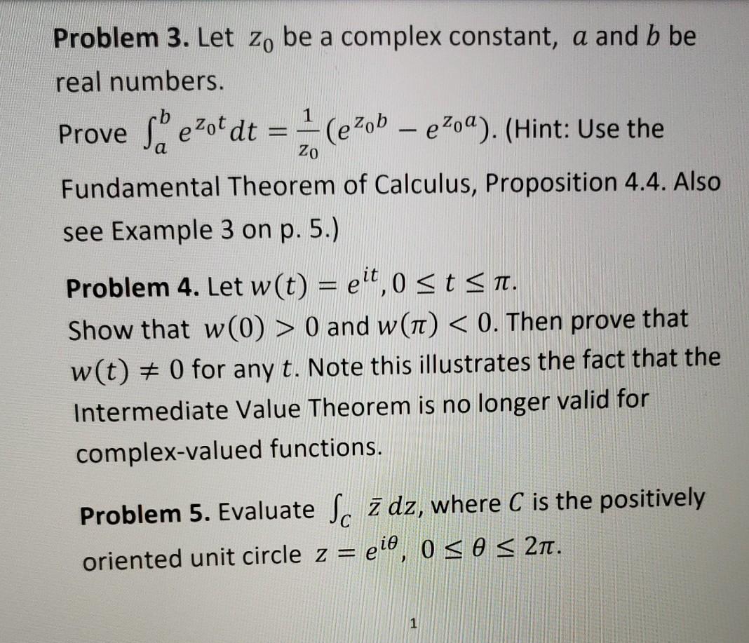 Solved 1 - Zo Problem 3. Let zo be a complex constant, a and | Chegg.com