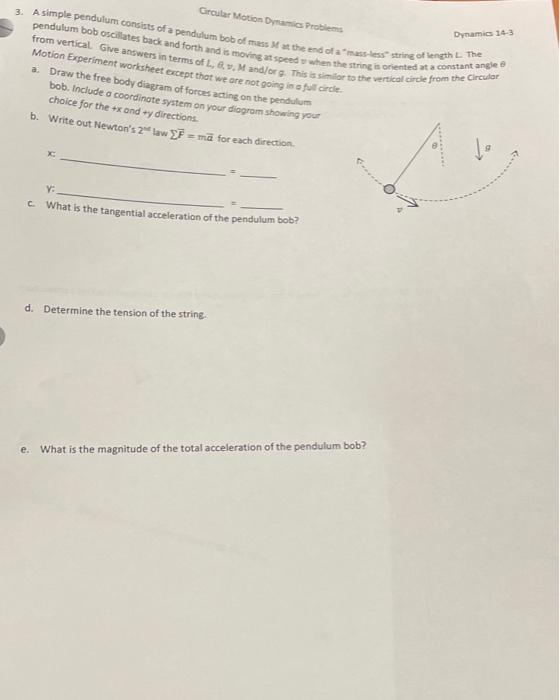Solved Circular Motion Dynamics Problems 3. A simple | Chegg.com