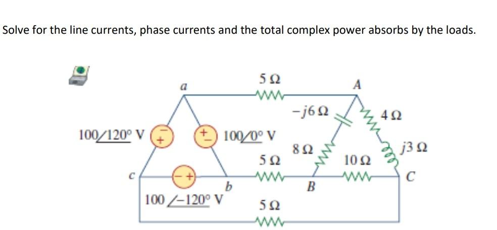 Solved Solve for the line currents, phase currents and the | Chegg.com