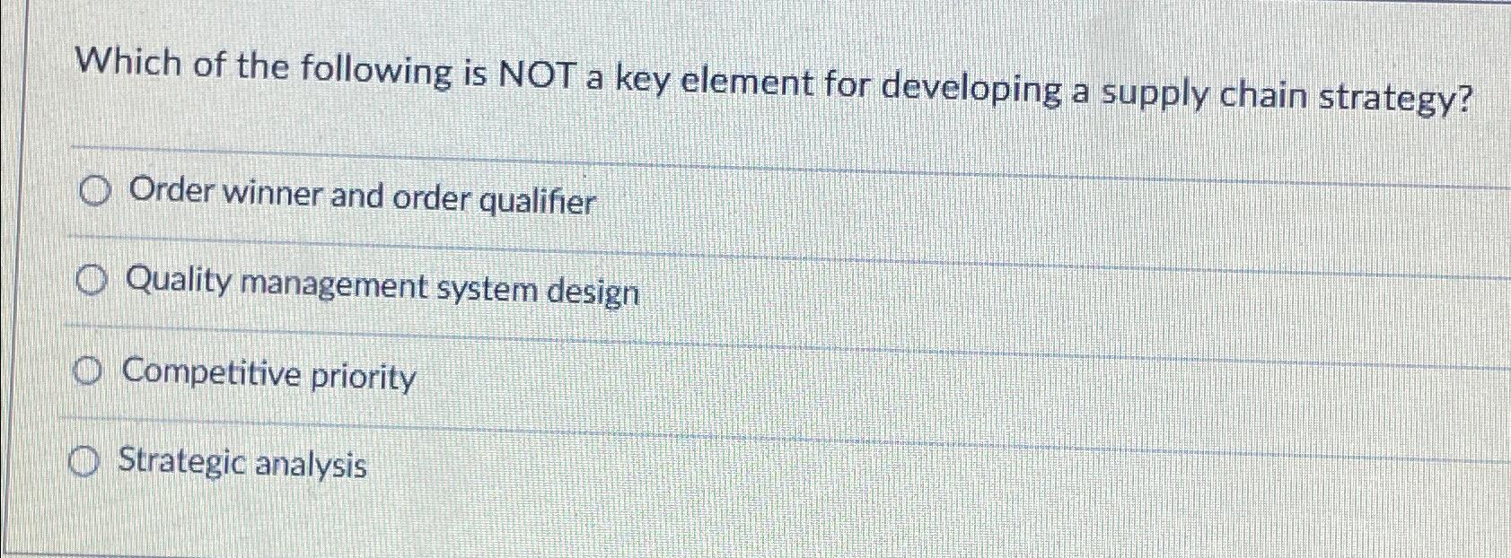 Solved Which of the following is NOT a key element for | Chegg.com