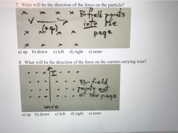 Solved 7. What will be the direction of the force on the | Chegg.com
