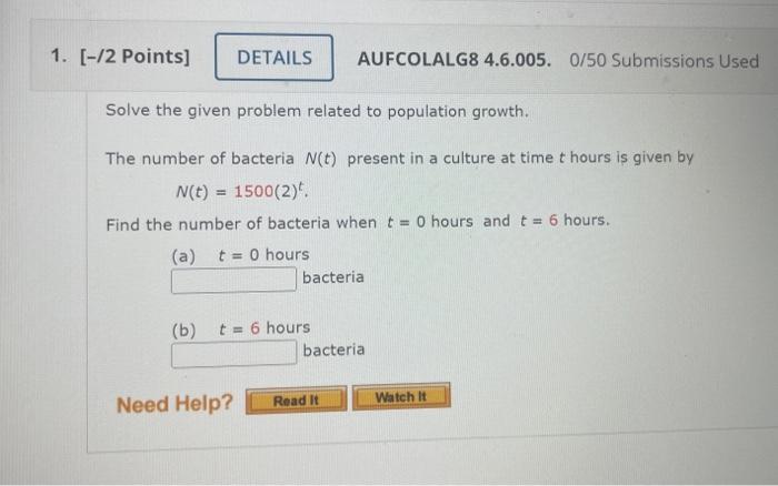 Solved Solve The Given Problem Related To Population Growth. | Chegg.com