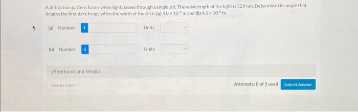 Solved A diffraction pattern forms when light passes through | Chegg.com