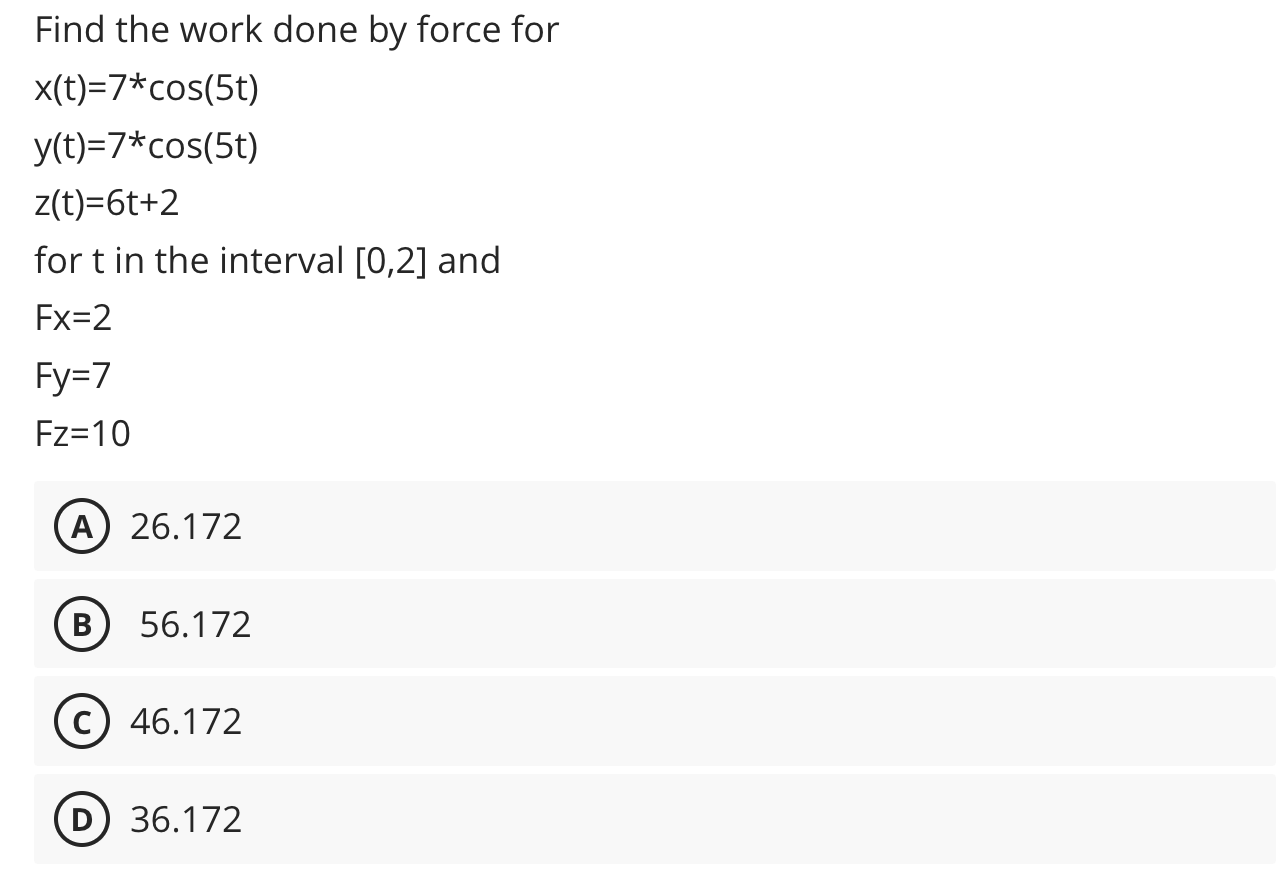 Solved find the work done by force chegg
