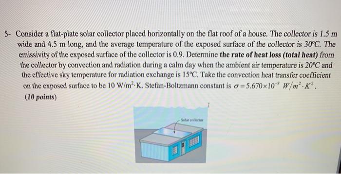 Solved Consider A Flat Plate Solar Collector Placed Chegg Com