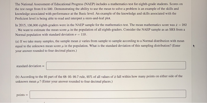 Solved The National Assessment of Educational Progress | Chegg.com
