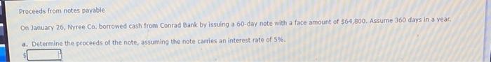 Solved Proceeds from notes payable On January 26, Nyree Co. | Chegg.com