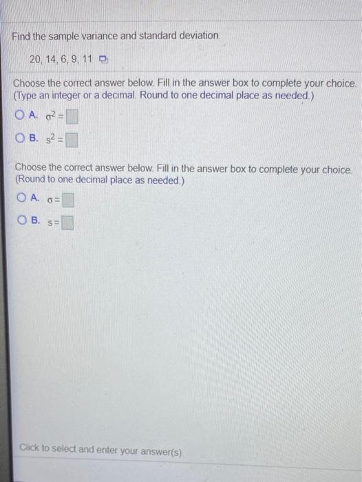 Solved Find the sample variance and standard deviation 20. | Chegg.com