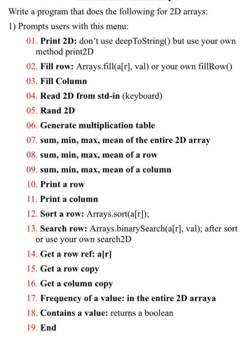 Solved Write a program that does the following for 2D | Chegg.com