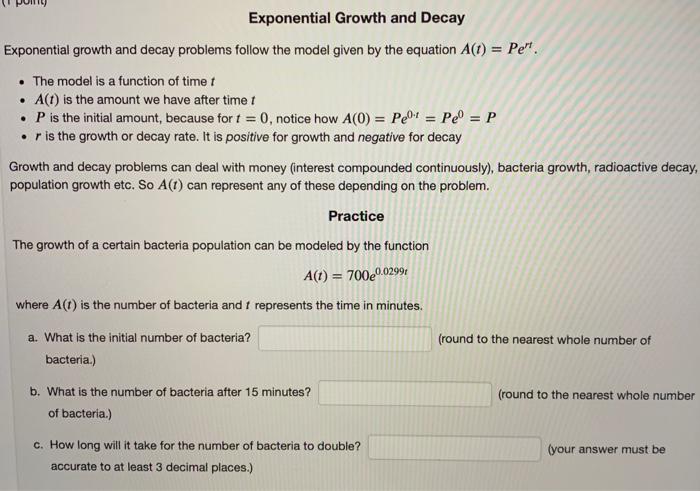 Solved Exponential Growth and Decay Exponential growth and | Chegg.com