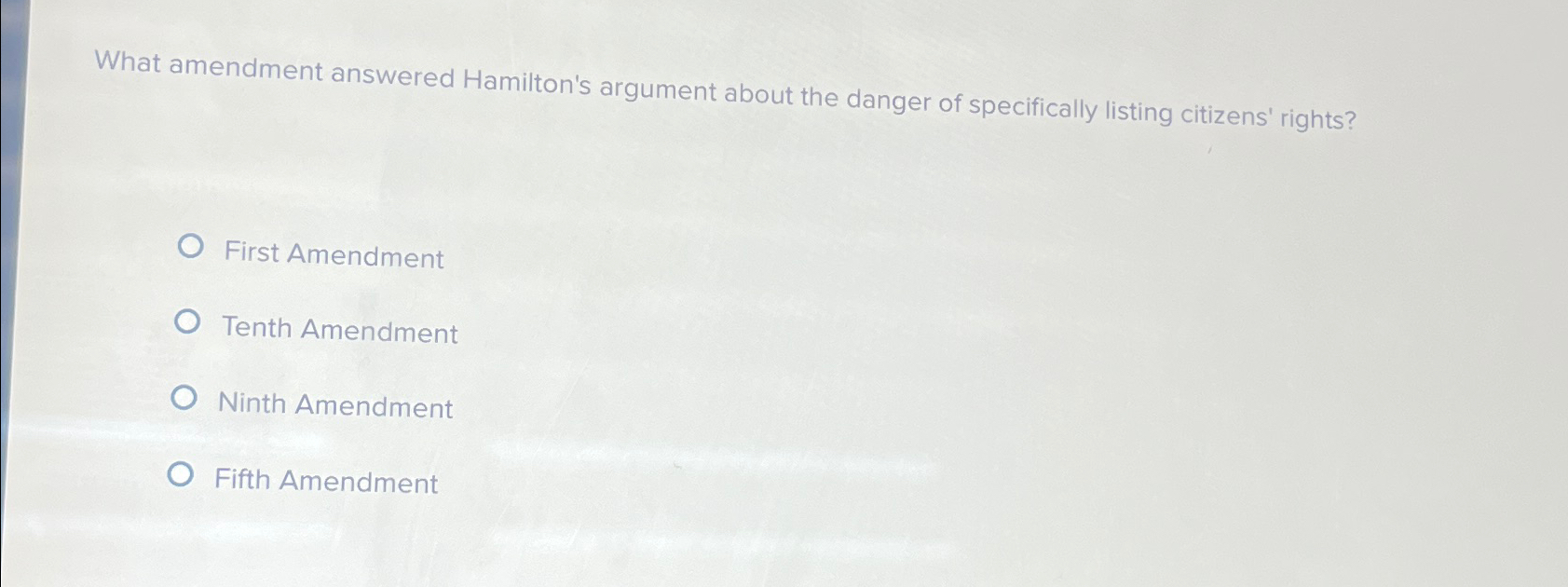 Solved What amendment answered Hamilton's argument about the | Chegg.com