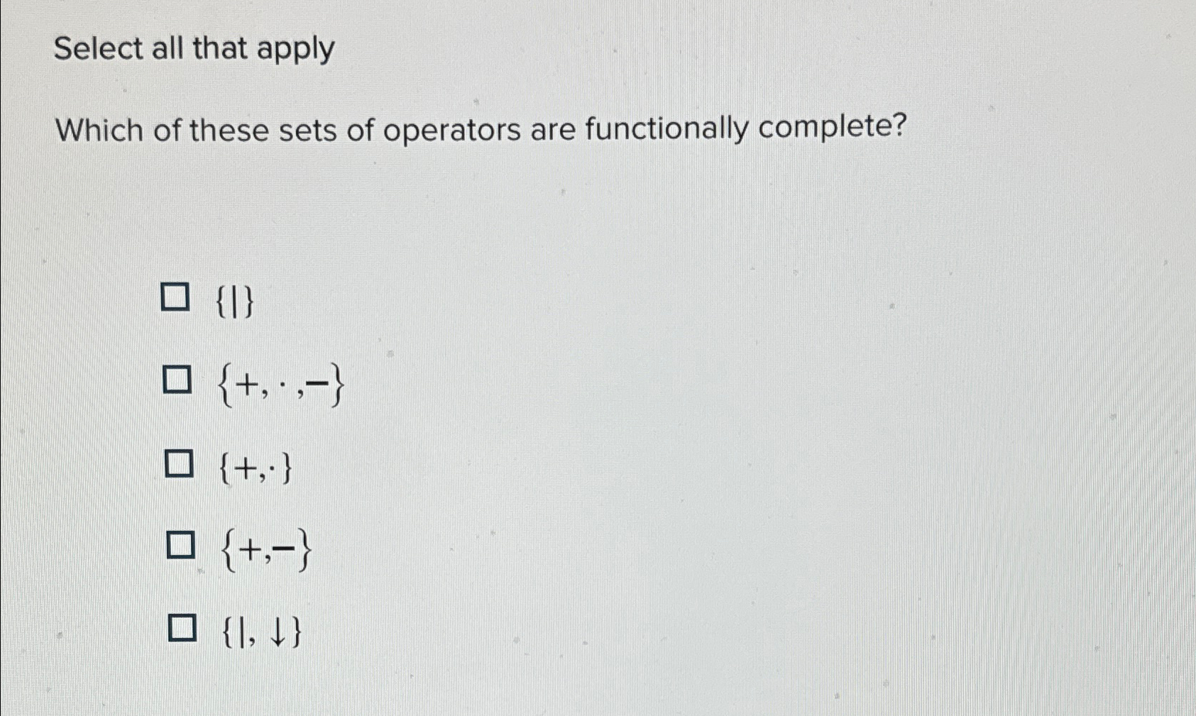Solved Select all that applyWhich of these sets of operators | Chegg.com