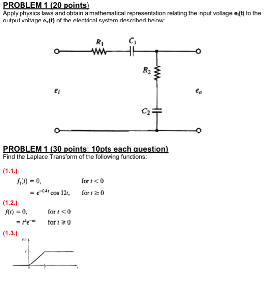 Solved PROBLEM 1 (20 ﻿points)Apply physics laws and obtain a | Chegg.com