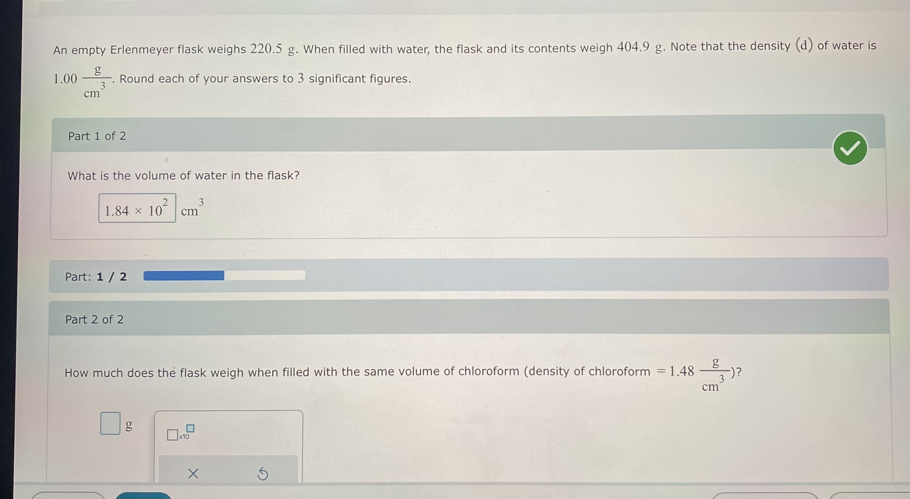 Solved An empty Erlenmeyer flask weighs 220.5g. ﻿When filled | Chegg.com