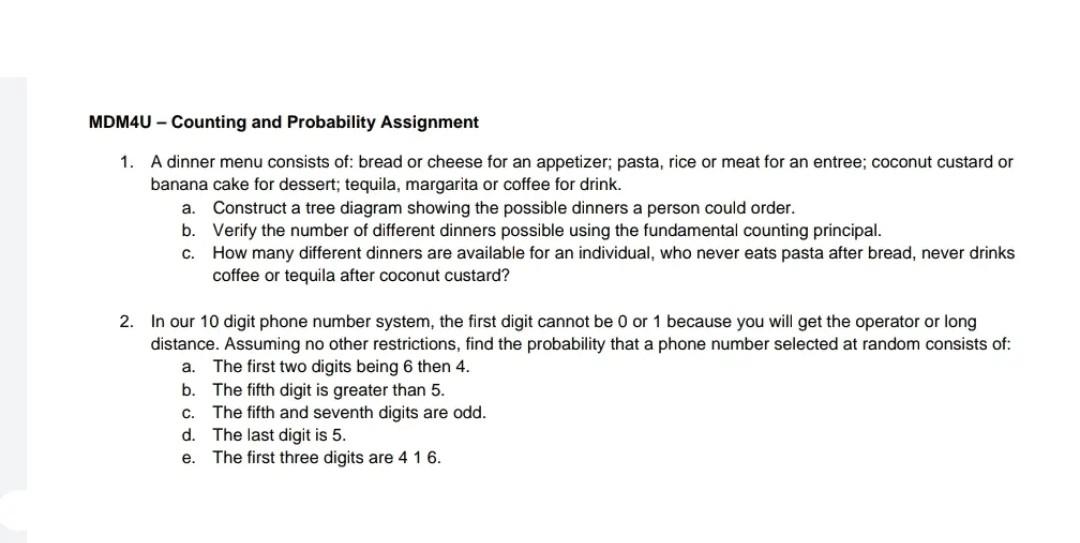 mdm4u probability assignment