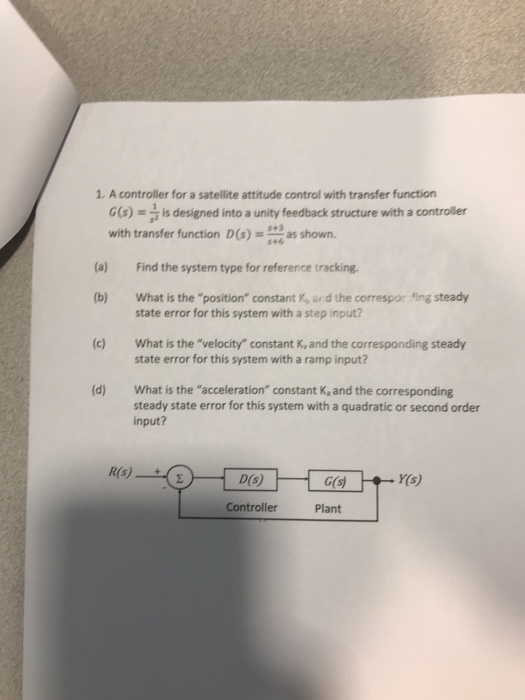 Solved 1. A controller for a satellite attitude control with | Chegg.com