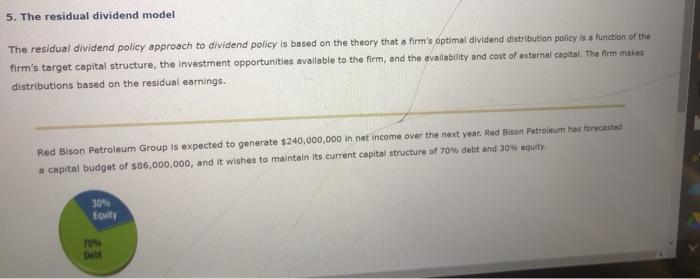 Solved 5. The residual dividend model The residual dividend | Chegg.com