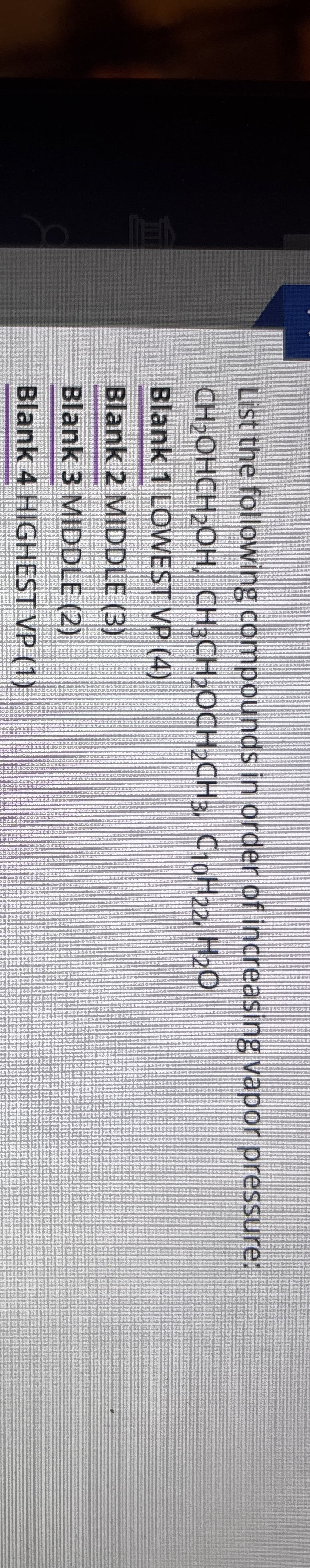 Solved List The Following Compounds In Order Of Increasin