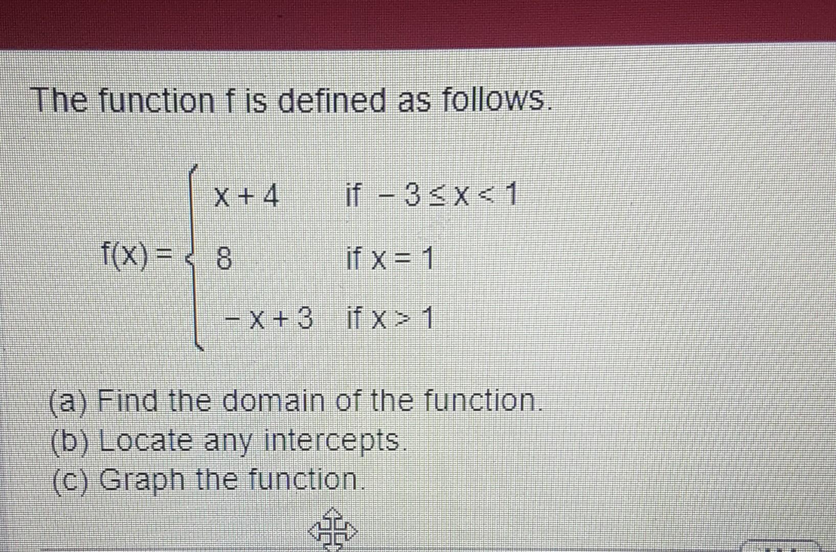 Solved The function f is defined as follows. | Chegg.com