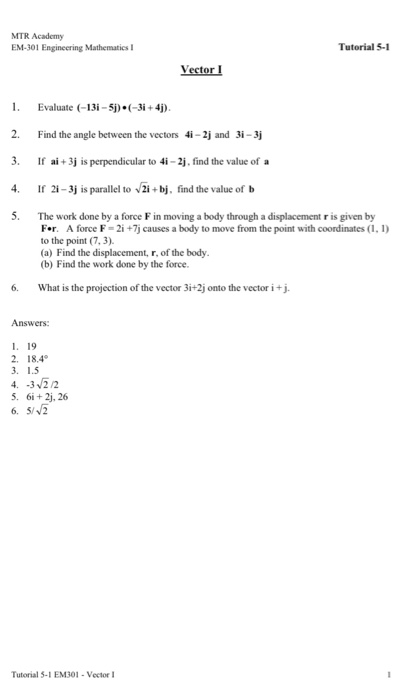 Solved MTR Academy EM-301 Engineering Mathematics Tutorial | Chegg.com