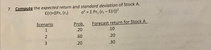 Solved 7. Compute the expected return and standard deviation | Chegg.com