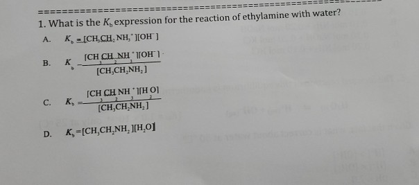 Solved 1 What Is The K Expression For The Reaction Of E Chegg Com