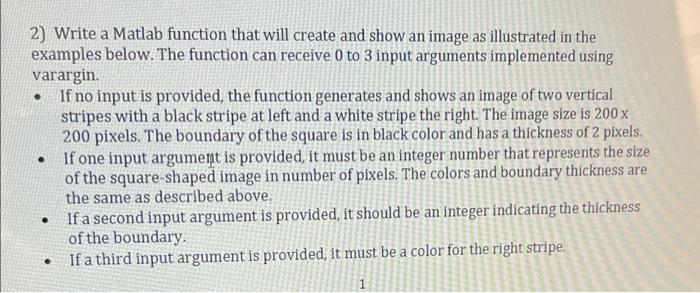 Solved 2) Write a Matlab function that will create and show | Chegg.com