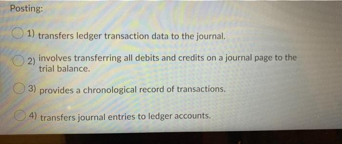 Solved Posting: 1) transfers ledger transaction data to the 