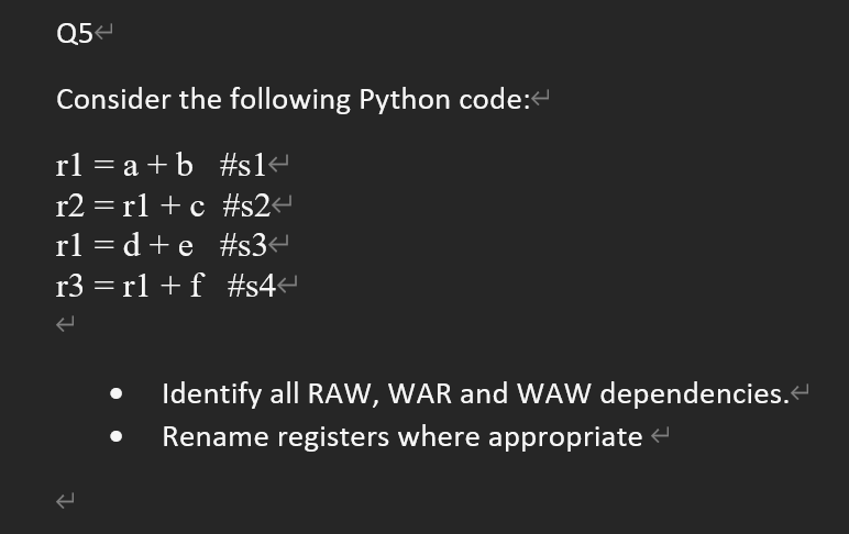 Solved Q5Consider the following Python | Chegg.com