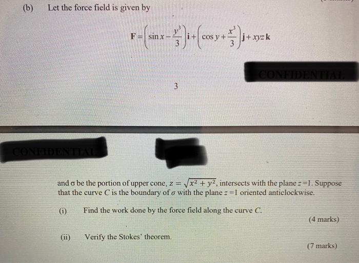 Solved (b) Let The Force Field Is Given By F=sin X- I + Cos | Chegg.com