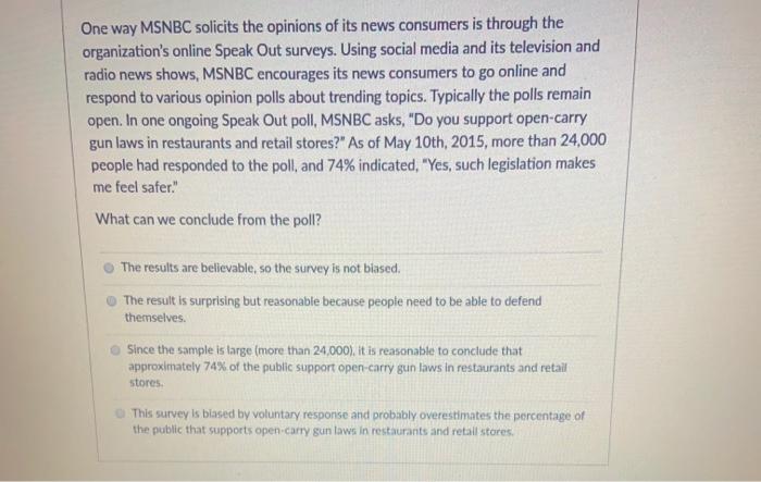 Solved One way MSNBC solicits the opinions of its news Chegg