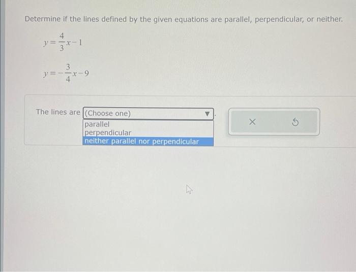 Solved Determine if the lines defined by the given equations | Chegg.com