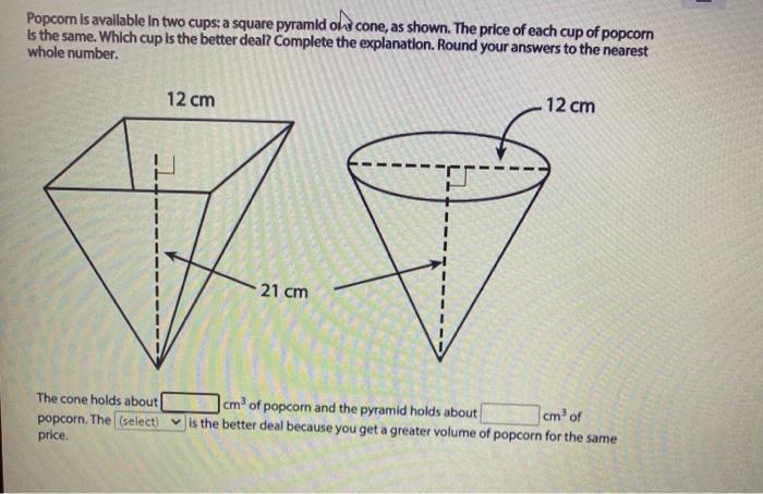 Solved Popcorn Is avallable in two cups: a square pyramid | Chegg.com