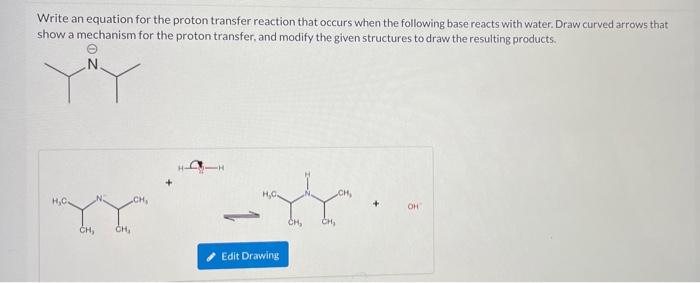 Solved Write an equation for the proton transfer reaction | Chegg.com